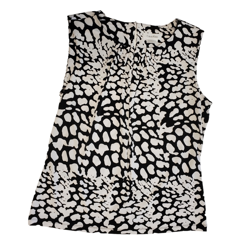 Calvin Klein sleeveless jersey black/white top L